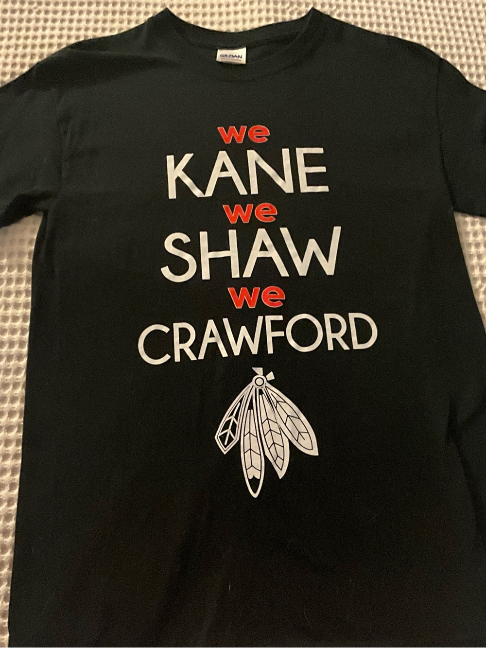 Gildan Black Kids Tee with White & Red Graphic Names